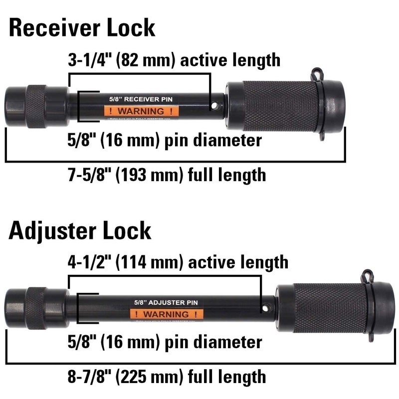 TowWorks 79852 Keyed Alike 5/8" Trailer Hitch Lock Set for Adjustable Channel Mounts, Double Safety Heavy Duty Tow Hitch Receiver Locking Pins fit Class III - V Hitches - Image 5